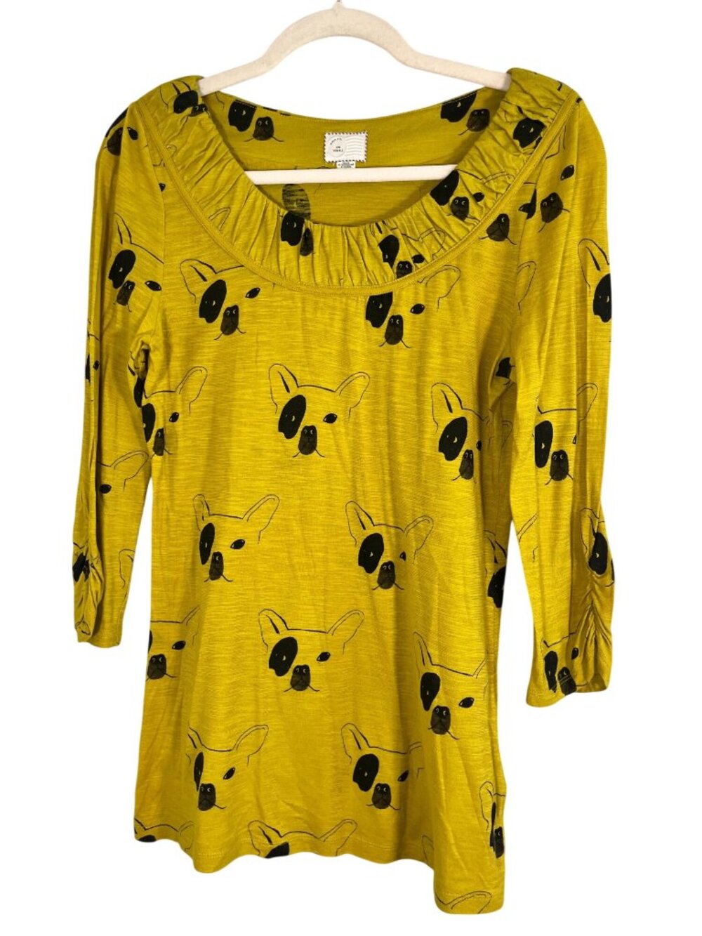 Postage Stamp French Bulldog Tunic Top XS Playful Preppy Classic Quirky Artsy
